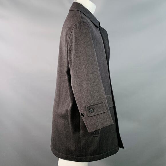 BURBERRY LONDON Size M Grey Charcoal Acetate Blend Twill Zip Buttons Coat - Picture 2 of 7